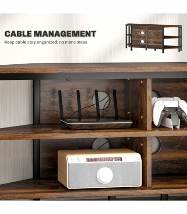 HOMCOM 50" TV Stand Cabinet, TV Unit with Storage Shelves, Rustic Brown