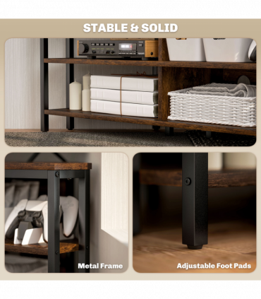 HOMCOM 50" TV Stand Cabinet, TV Unit with Storage Shelves, Rustic Brown