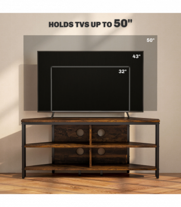 HOMCOM 50" TV Stand Cabinet, TV Unit with Storage Shelves, Rustic Brown