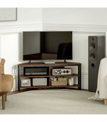 HOMCOM 50" TV Stand Cabinet, TV Unit with Storage Shelves, Rustic Brown