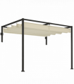 Outsunny 2 x 3(m) Wall Mounted Pergola with Retractable Roof, Khaki