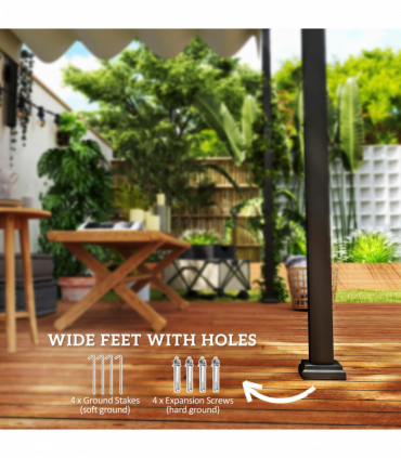 Outsunny 2 x 3(m) Wall Mounted Pergola with Retractable Roof, Khaki