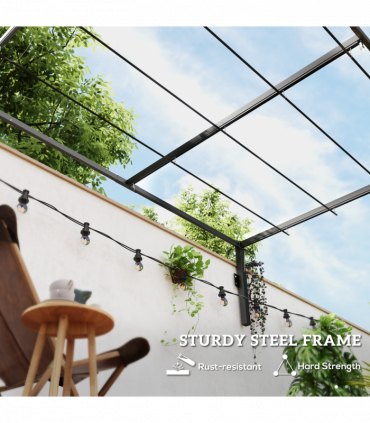 Outsunny 2 x 3(m) Wall Mounted Pergola with Retractable Roof, Khaki