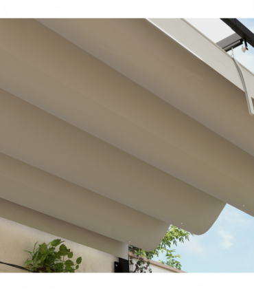 Outsunny 2 x 3(m) Wall Mounted Pergola with Retractable Roof, Khaki