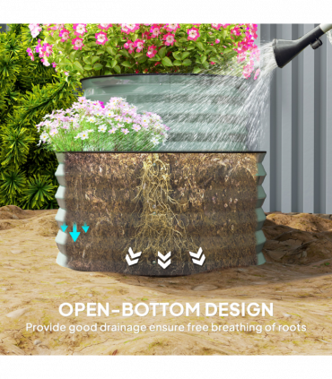 Outsunny 2-Tier Galvanised Raised Garden Bed with Safety Edging Light Green