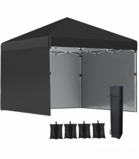 Outsunny 3x3 (M) Pop Up Gazebo Party Tent w/ 3 Sidewalls, Weight Bags, Black