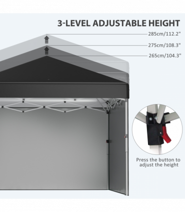 Outsunny 3x3 (M) Pop Up Gazebo Party Tent w/ 3 Sidewalls, Weight Bags, Black