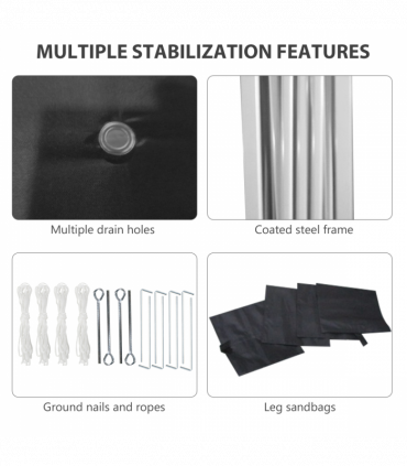 Outsunny 3x3 (M) Pop Up Gazebo Party Tent w/ 3 Sidewalls, Weight Bags, Black