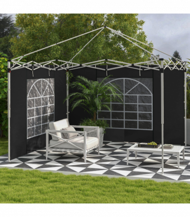Outsunny 3x3(m) or 3x6m Pop Up Gazebo Side Panels Replacement, 2 Pack, Black