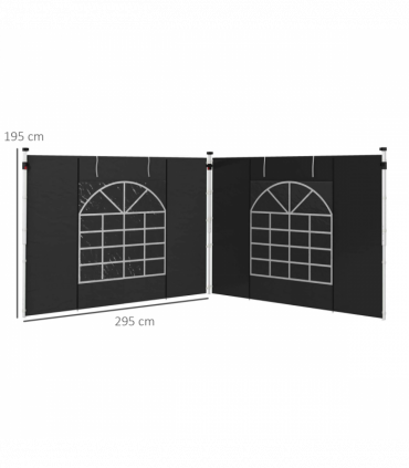 Outsunny 3x3(m) or 3x6m Pop Up Gazebo Side Panels Replacement, 2 Pack, Black