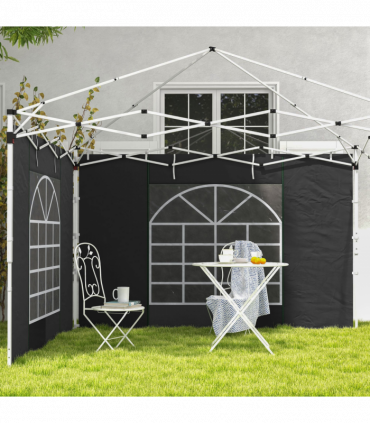 Outsunny 3x3(m) or 3x6m Pop Up Gazebo Side Panels Replacement, 2 Pack, Black