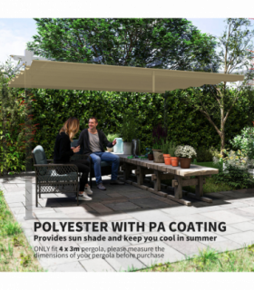 Outsunny Pergola Shade Cover Replacement Canopy for 4 x 3(m) Pergola, Tan