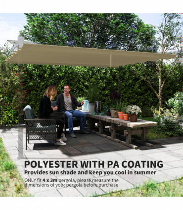 Outsunny Pergola Shade Cover Replacement Canopy for 4 x 3(m) Pergola, Tan