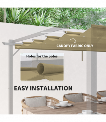 Outsunny Pergola Shade Cover Replacement Canopy for 4 x 3(m) Pergola, Tan
