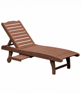 Outsunny Wooden Sun Lounger Outdoor Patio Sun Bed Adjustable w/ Pull-out Table