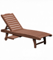 Outsunny Wooden Sun Lounger Outdoor Patio Sun Bed Adjustable w/ Pull-out Table