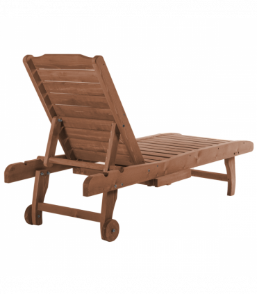 Outsunny Wooden Sun Lounger Outdoor Patio Sun Bed Adjustable w/ Pull-out Table