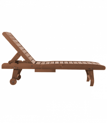 Outsunny Wooden Sun Lounger Outdoor Patio Sun Bed Adjustable w/ Pull-out Table