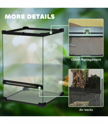 PawHut Glass Reptile Terrarium, 12L Vivarium for Lizards Frogs Snakes Turtles
