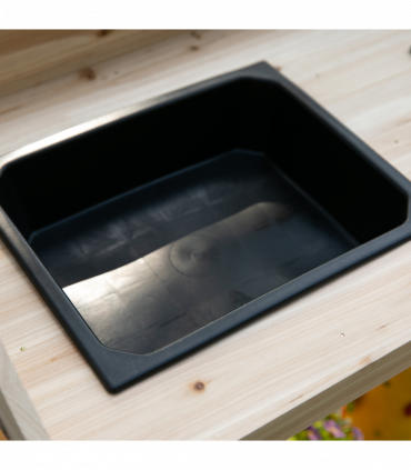 Wooden Bench Work Table & 2 Wheels, Sink, Drawer & Storage Spaces, 92x45x119cm