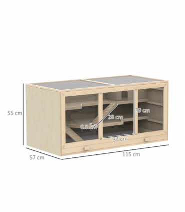 Wooden Hamster Cage Rats Mice Rodent Small Animals Hutch Exercise Play House