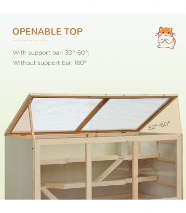 Wooden Hamster Cage Rats Mice Rodent Small Animals Hutch Exercise Play House