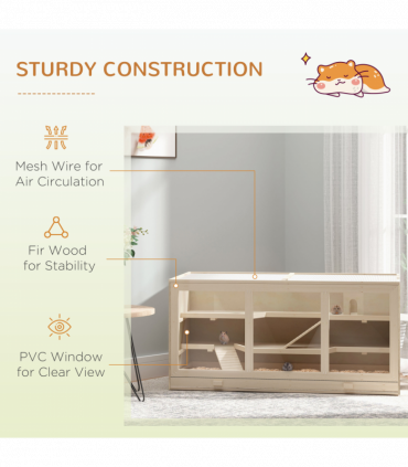 Wooden Hamster Cage Rats Mice Rodent Small Animals Hutch Exercise Play House