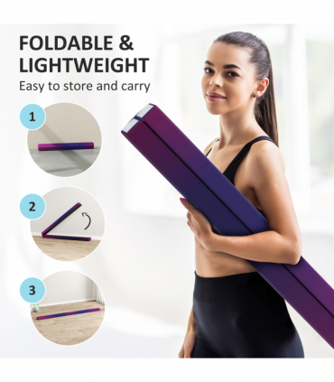 SPORTNOW 7.7ft Folding Gymnastics Balance Beam with Anti-Slip Base, Blue