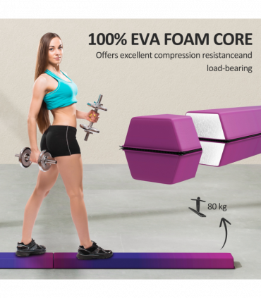 SPORTNOW 7.7ft Folding Gymnastics Balance Beam with Anti-Slip Base, Blue