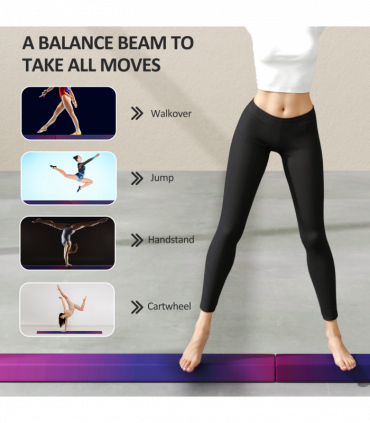 SPORTNOW 7.7ft Folding Gymnastics Balance Beam with Anti-Slip Base, Blue