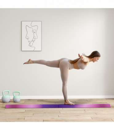 SPORTNOW 7.7ft Folding Gymnastics Balance Beam with Anti-Slip Base, Purple