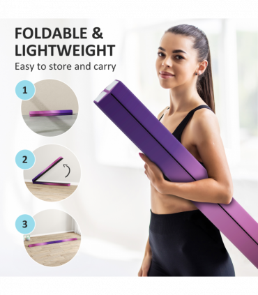 SPORTNOW 7.7ft Folding Gymnastics Balance Beam with Anti-Slip Base, Purple