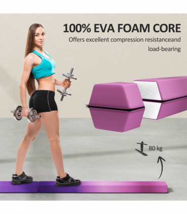 SPORTNOW 7.7ft Folding Gymnastics Balance Beam with Anti-Slip Base, Purple
