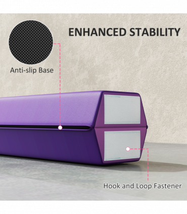 SPORTNOW 7.7ft Folding Gymnastics Balance Beam with Anti-Slip Base, Purple