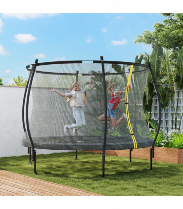 SPORTNOW 8ft Trampoline with Enclosure Net and Spring Cover, Black
