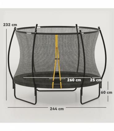 SPORTNOW 8ft Trampoline with Enclosure Net and Spring Cover, Black