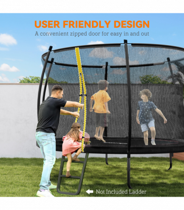 SPORTNOW 8ft Trampoline with Enclosure Net and Spring Cover, Black