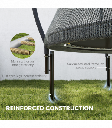 SPORTNOW 8ft Trampoline with Enclosure Net and Spring Cover, Black