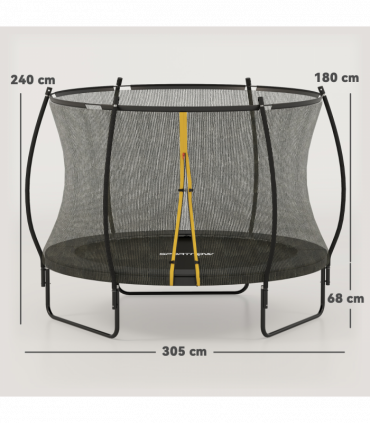 SPORTNOW 10ft Trampoline with Enclosure Net and Spring Cover, Black