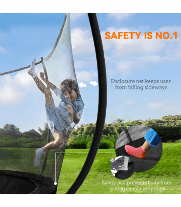 SPORTNOW 10ft Trampoline with Enclosure Net and Spring Cover, Black