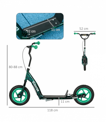 AIYAPLAY Kids Scooter with Adjustable Handlebar, Kick Scooter, Green