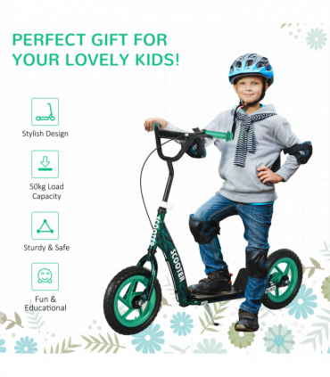 AIYAPLAY Kids Scooter with Adjustable Handlebar, Kick Scooter, Green
