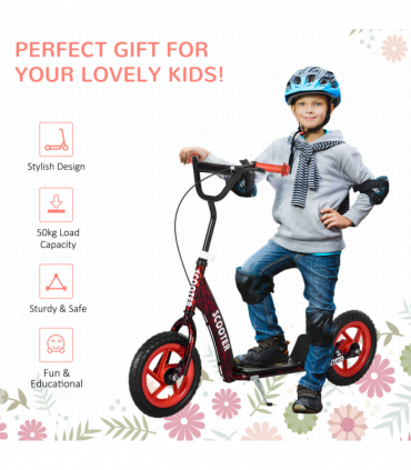 AIYAPLAY Kids Scooter with Adjustable Handlebar, Kick Scooter, Red