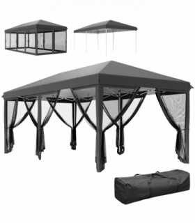 Outsunny 6 x 3(m) Pop Up Party Tent Canopy with 6 Removable Sidewalls Black