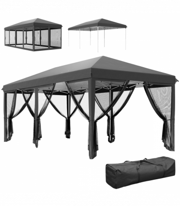 Outsunny 6 x 3(m) Pop Up Party Tent Canopy with 6 Removable Sidewalls Black