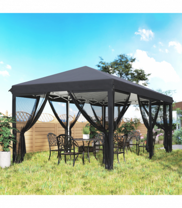 Outsunny 6 x 3(m) Pop Up Party Tent Canopy with 6 Removable Sidewalls Black