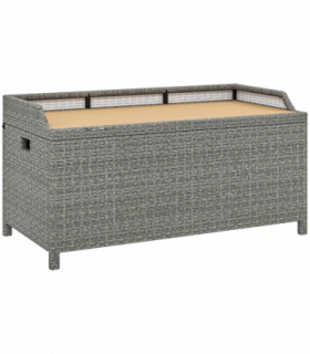 Outsunny Rattan Outdoor Storage Bench with Aluminium Frame, Grey
