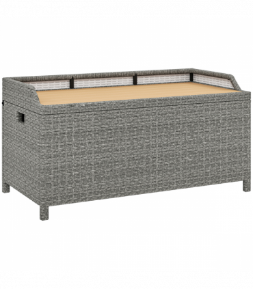 Outsunny Rattan Outdoor Storage Bench with Aluminium Frame, Grey