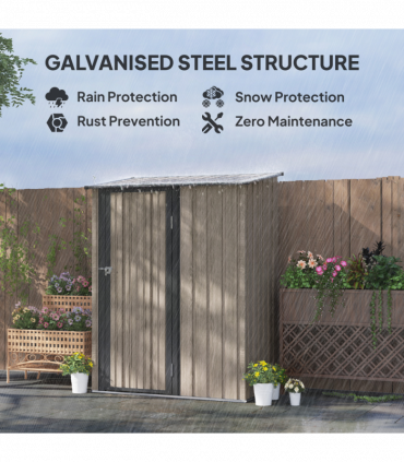 Outsunny Outdoor Storage Shed Steel Garden Shed w/ Lockable Door Light Grey