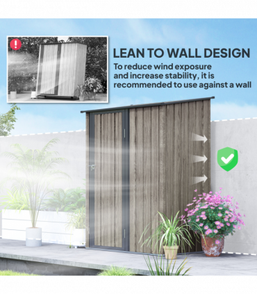 Outsunny Outdoor Storage Shed Steel Garden Shed w/ Lockable Door Light Grey